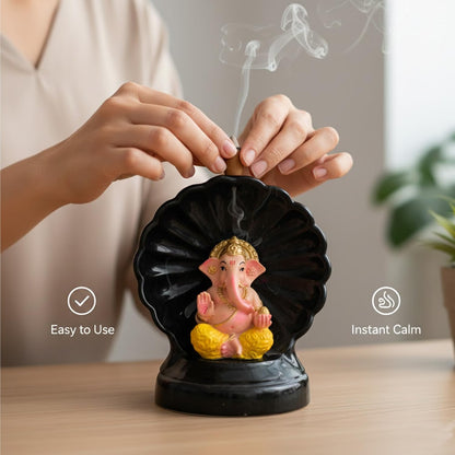Signamio Snake Ganesha Backflow dhoop Smoke Fountain Aromatic Essence of Resin Incense Burner Holder with 30 Cones for Meditation and Home Decor