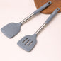 Signamio Silicone Spatula and Turner Set of 2 with Steel Handle - Non-Stick Pan Compatible for Cooking, Baking, and More - Durable for Kitchen Use-Grey