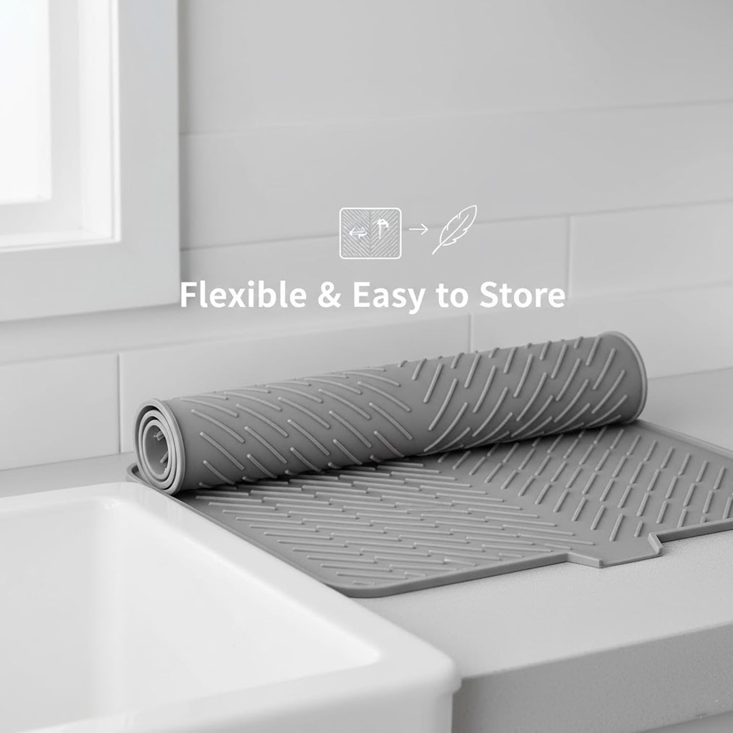 Signamio Silicone Dish Drying Mat - Large Drying Mat for Kitchen Utensils, Dry Mat for Wet Utensils on Kitchen Slab, Non-Slip and Heat Resistant, Easy to Clean, Durable Kitchen Accessory