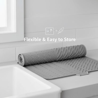 Signamio Silicone Dish Drying Mat - Large Drying Mat for Kitchen Utensils, Dry Mat for Wet Utensils on Kitchen Slab, Non-Slip and Heat Resistant, Easy to Clean, Durable Kitchen Accessory