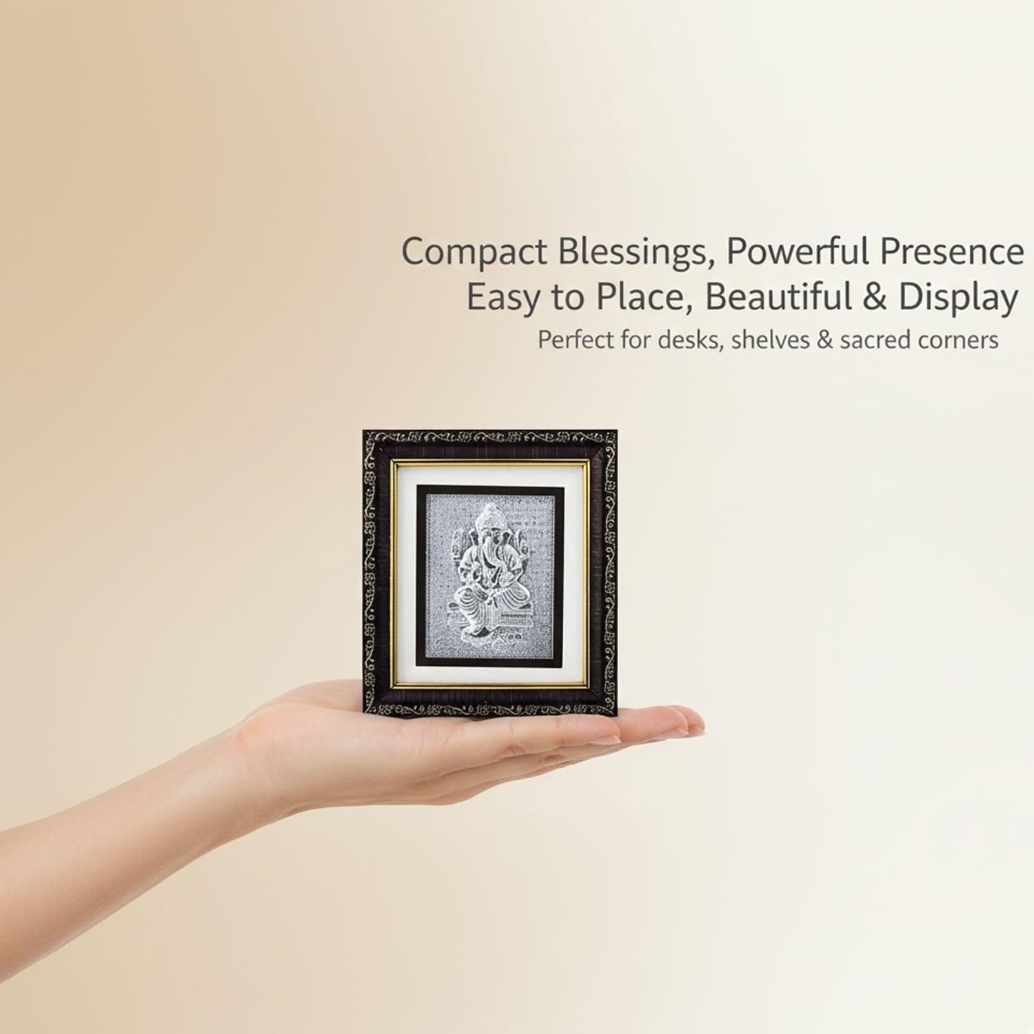 SIGNAMIO 999 Pure Silver Ganesha Photo Frame - Elegant Gift for Pooja Room, Ideal Pure Silver Gift Items
