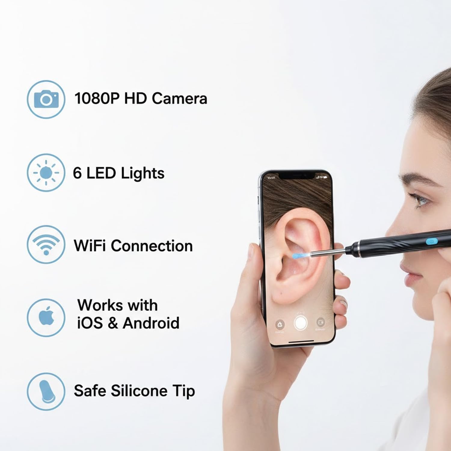 Signamio Ear Cleaner Tool with Camera - HD Ear Wax Removal Tool with WiFi Connection, LED Light Endoscope Ear Cleaning Tool Kit for Safe and Effective Cleaning