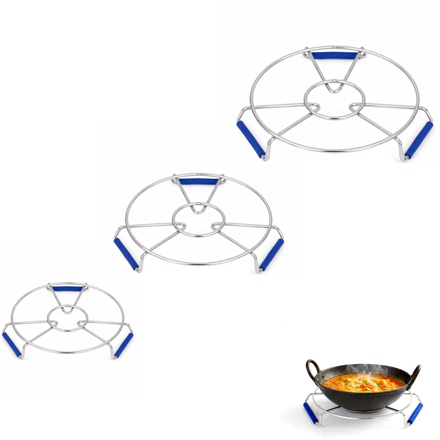 Signamio Silicone Mat for Kitchen - Pack of 4, Heat Resistant Coasters for Dining Table for Hot Pots, Heat Mats - Includes Round, Triangle, Square, Hexagon Shapes for Versatile Use