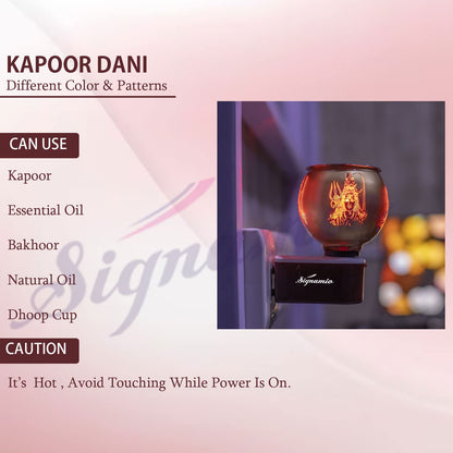 SIGNAMIO Multi Color 2 in 1 Electric Kapoor Dani Burner: Essential Home Fragrance Product & Room Freshener Diffuser with Night Lamp for Pooja Room, Aroma, Oil & Camphor Diffuser Capabilities-DN-Shivji