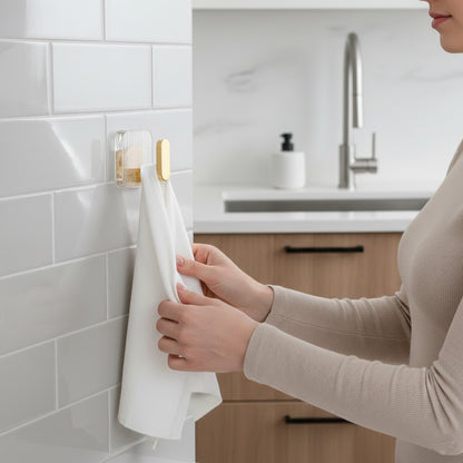 Self Adhesive Wall Hooks Gold 8 pcs -