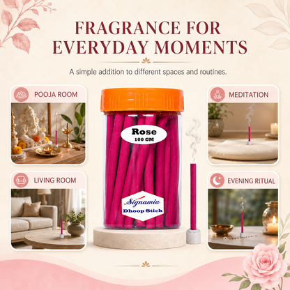 Premium Dhoop Stick 100gm - Rose -(Packing-Jar)