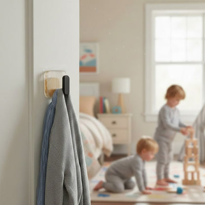 Self Adhesive Wall Hooks Black 8 pcs -