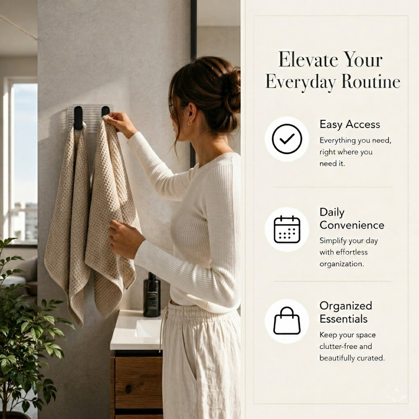 Self Adhesive Wall Hooks Black 8 pcs -