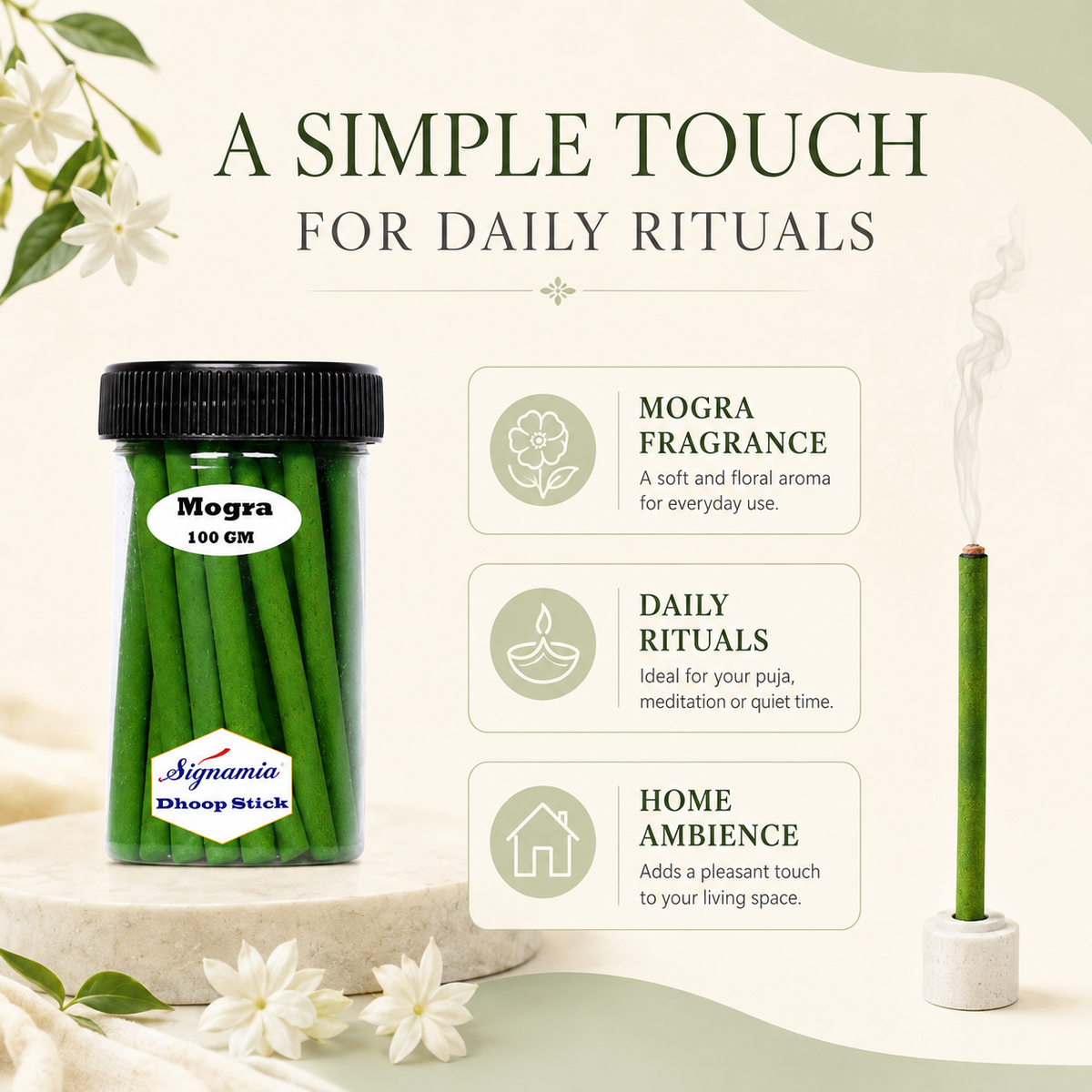 Regular Dhoop Stick 100gm - Mogra -(Packing-Jar)