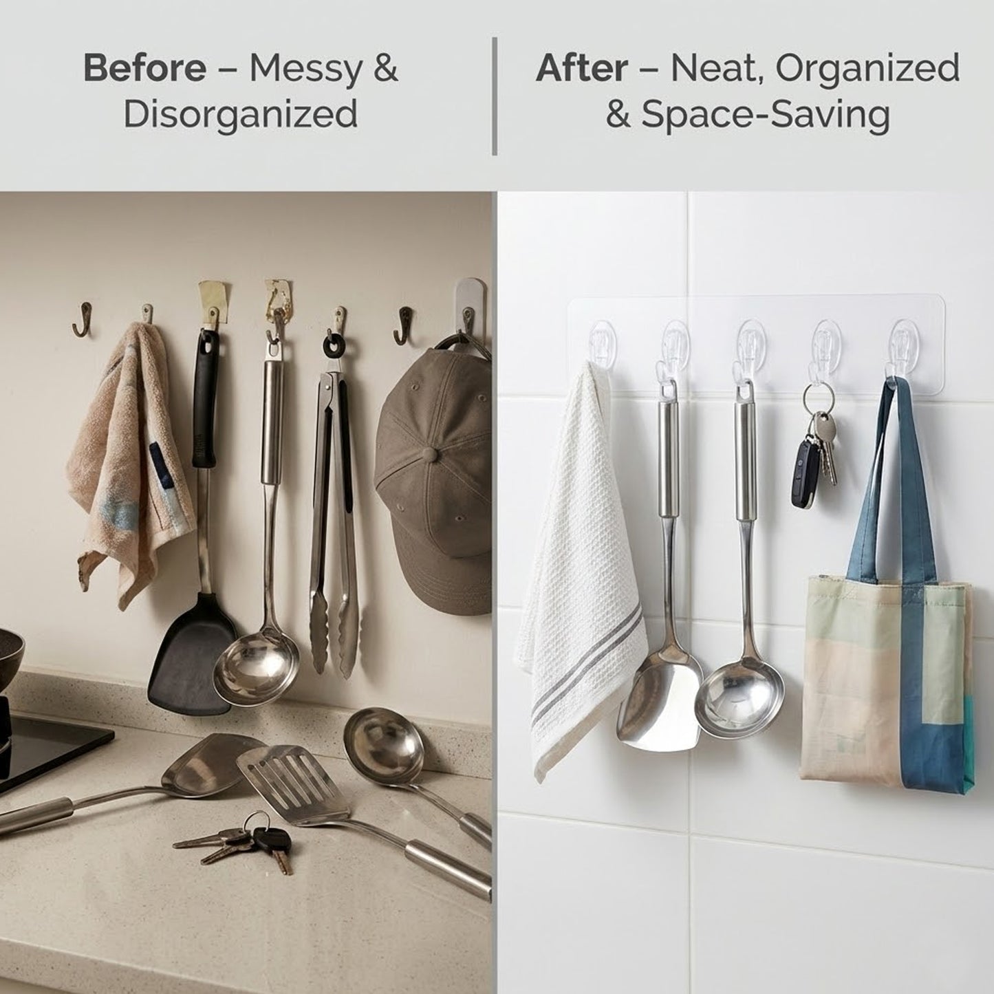 Self Adhesive 6-in-1 Wall Hooks 1 pcs -