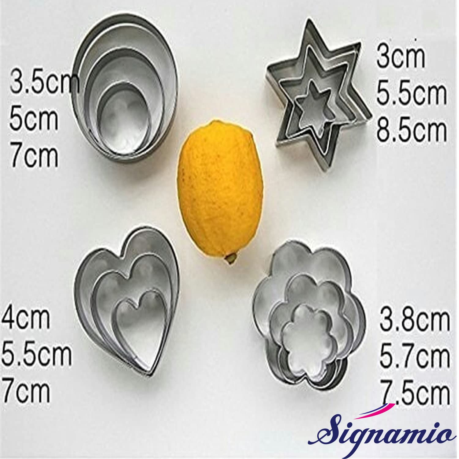 SIGNAMIO® Stainless Steel Cookie Cutter Shapes for Kids Flower, Round, Heart, Star Biscuit Metal Molds Cutters for Kitchen,Baking,Cutlet, Pastry Tools - 12 pcs Each Set