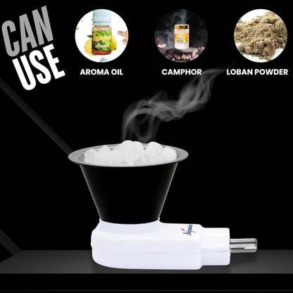 Signamio Camphor Diffuser Burner - 1pcs Kapoor Dani Electrical Camphor Oil Diffuser, Efficient and Safe for Aromatherapy, Ideal for Home and Office Use-White