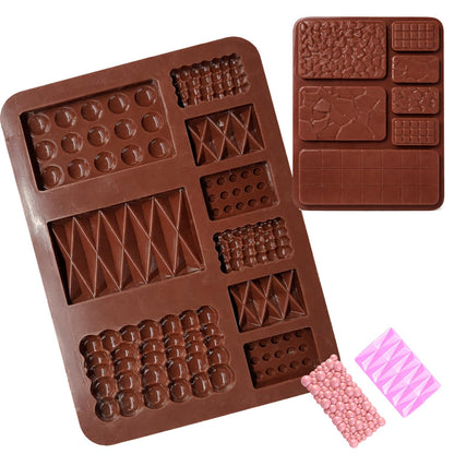 Signamio Chocolate Mould Silicone Set, 2 Pcs Heart Shape & Multi Design Chocolate Silicone Moulds for Baking and Crafting, Durable and Flexible Chocolate Mould for Creative Designs