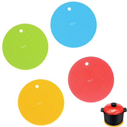 Signamio Silicone Mat for Kitchen - Heat Resistant Flower Shaped Trivet Mat Set, Coasters for Dining Table for Hot Pots, Pack of 3-1 Small, 1 Medium, 1 Large Heat Mats - Pink