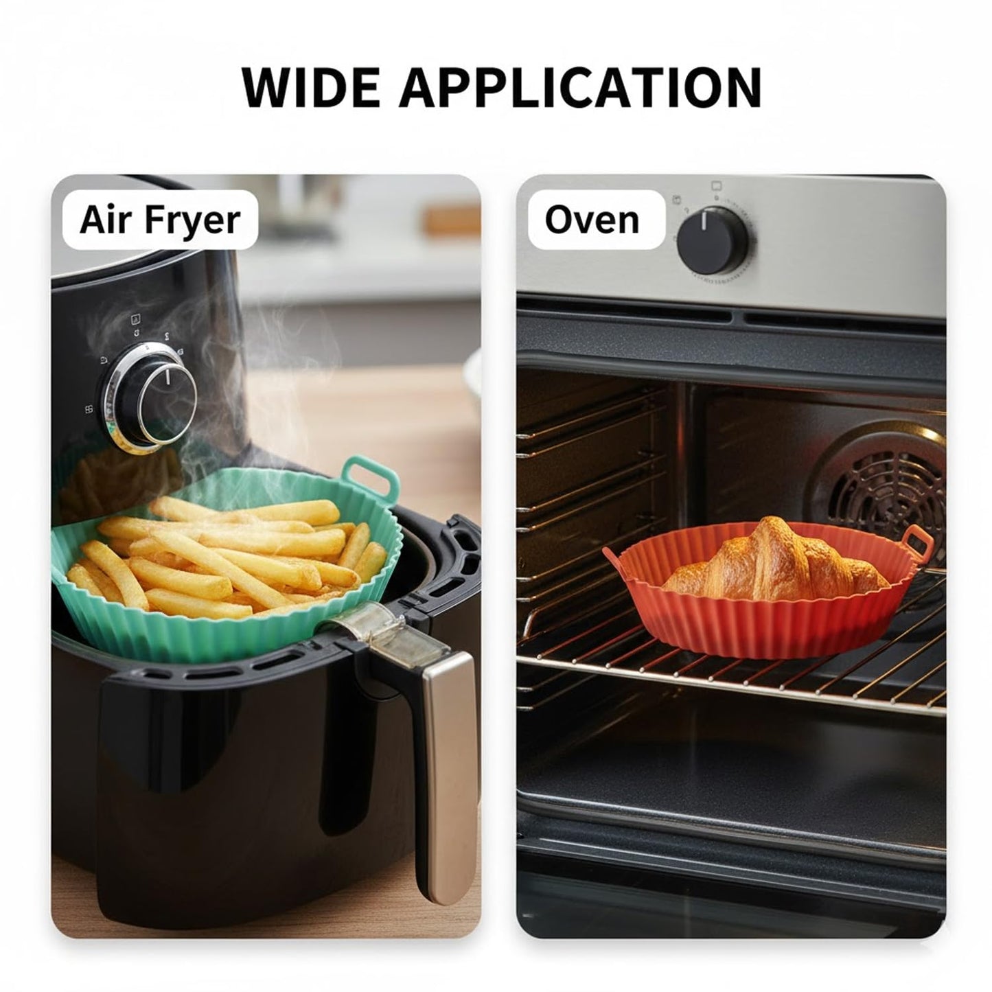 Signamio Air Fryer Silicone Tray 2 Pcs Set - Reusable Silicone Tray, Non-Stick, Heat Resistant, Easy to Clean