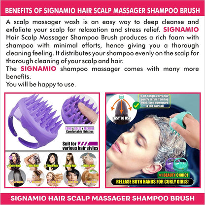 SIGNAMIO® Shampoo Brush Silicon Scalp Massager Hair Brush Wet Dry Comb Head Scrubber 100% Comfortable for Hair Improve Blood Circulation for Men,Women Pets - Pink - Pack 1