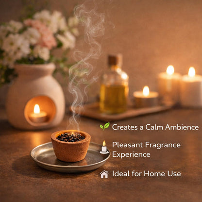 Signamio Mini Sambrani Dhoop Cup Pack 5-60 Cup Dhoop with Loban, Guggal, Rose, Sandal, Mogra - Aromatic Dhoop Cup for Meditation and Relaxation - Traditional Fragrance