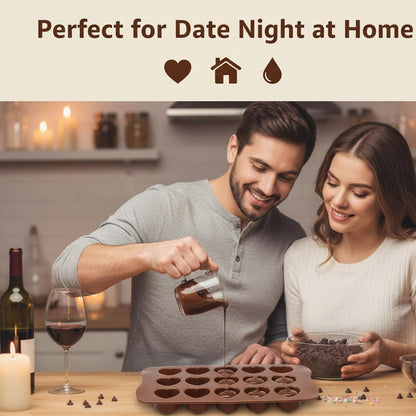 Signamio Chocolate Mould Silicone Set, 2 Pcs Heart Shape & Multi Design Chocolate Silicone Moulds for Baking and Crafting, Durable and Flexible Chocolate Mould for Creative Designs