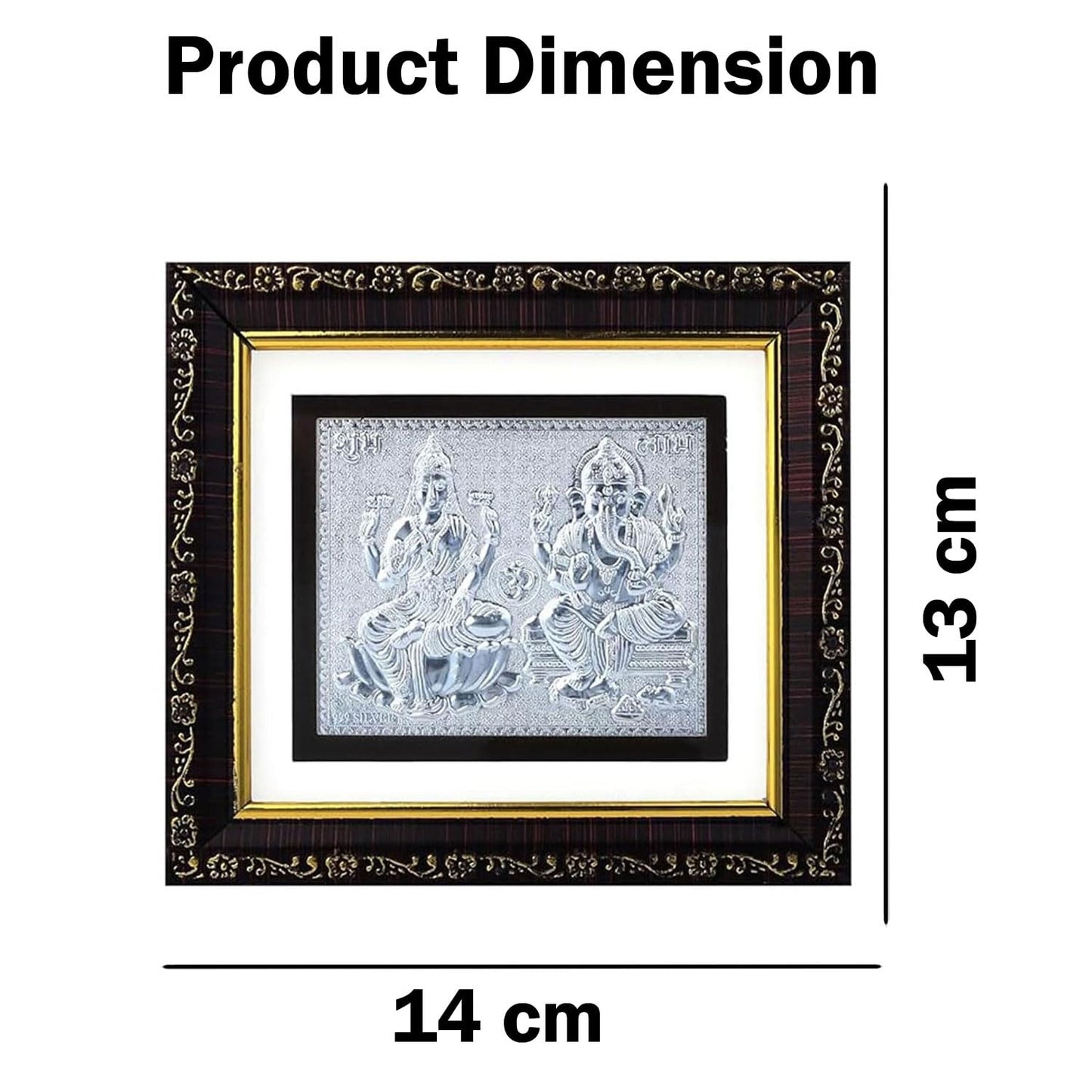 SIGNAMIO 999 Pure Silver Laxmi Ganesh Photo Frame - Elegant Gift for Pooja Room, Premium Silver Photo Frame Spiritual Decor & Blessings