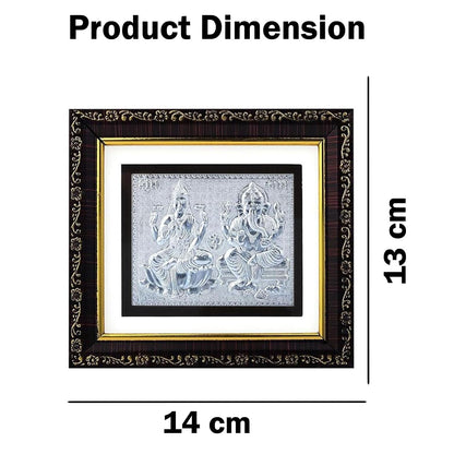 SIGNAMIO 999 Pure Silver Laxmi Ganesh Photo Frame - Elegant Gift for Pooja Room, Premium Silver Photo Frame Spiritual Decor & Blessings