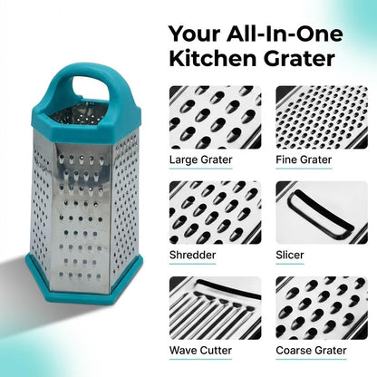 Signamio 7 in 1 Cheese Grater Stainless Steel Vegetable Slicer for Kitchen - Carrot Grater Machine and Multi-Function Slicer Box, Durable Blades for Efficient Food Preparation - Multicolor