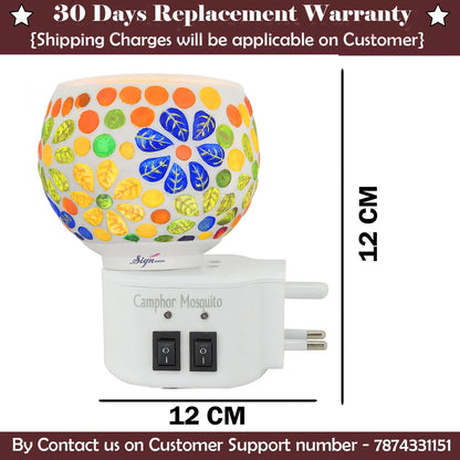 Signamio 3 in 1 Multi-Functional Camphor Diffuser Burner - Kapoor Dani Electrical Camphor with Night Lamp & Mosquito Repellent | Kapoor Dani for Home Fragrance and Ambient Lighting DN-26