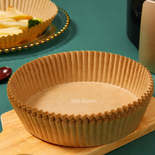 Signamio Air Fryer Paper Sheets - 100 Pcs Airfryer Paper Sheets, Air Fryer Accessories, Heat Resistant, Greaseproof, Waterproof, Safe for Temperatures Up to 230°C - Round