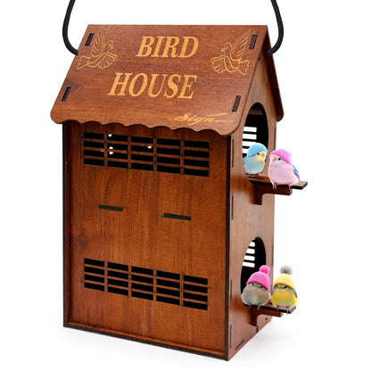 Signamio Upgraded Dual Bird Nest Space, Wooden Bird House - Ideal Birds Nest for Outdoor Gardens, Durable Wood Construction, Perfect for Attracting and Sheltering Diverse Bird Species