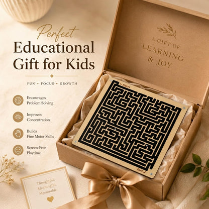 SIGNAMIO® Indoor Wooden Puzzle Game Square Maze Ball - Engaging Mind Games for Kids & Adults, Perfect Brain Teaser & Time Pass Activity, Ideal Wooden Board Game for All Ages
