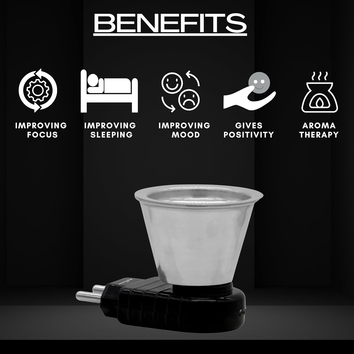 Signamio Camphor Diffuser Burner - 1pcs Kapoor Dani Electrical Camphor Oil Diffuser, Efficient and Safe for Aromatherapy, Ideal for Home and Office Use-Black