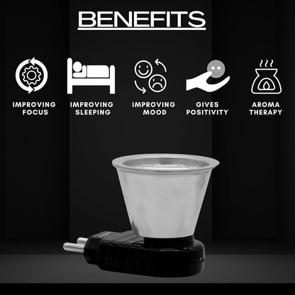 Signamio Camphor Diffuser Burner - 1pcs Kapoor Dani Electrical Camphor Oil Diffuser, Efficient and Safe for Aromatherapy, Ideal for Home and Office Use-Black