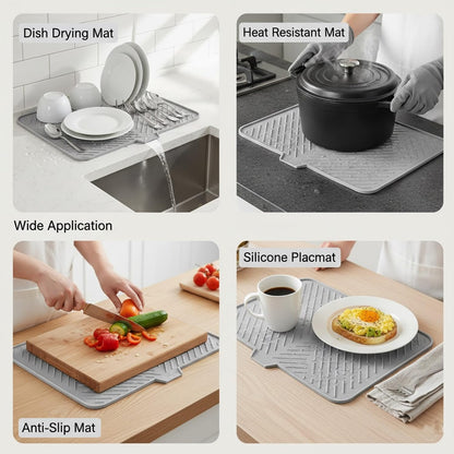Signamio Silicone Dish Drying Mat - Large Drying Mat for Kitchen Utensils, Dry Mat for Wet Utensils on Kitchen Slab, Non-Slip and Heat Resistant, Easy to Clean, Durable Kitchen Accessory