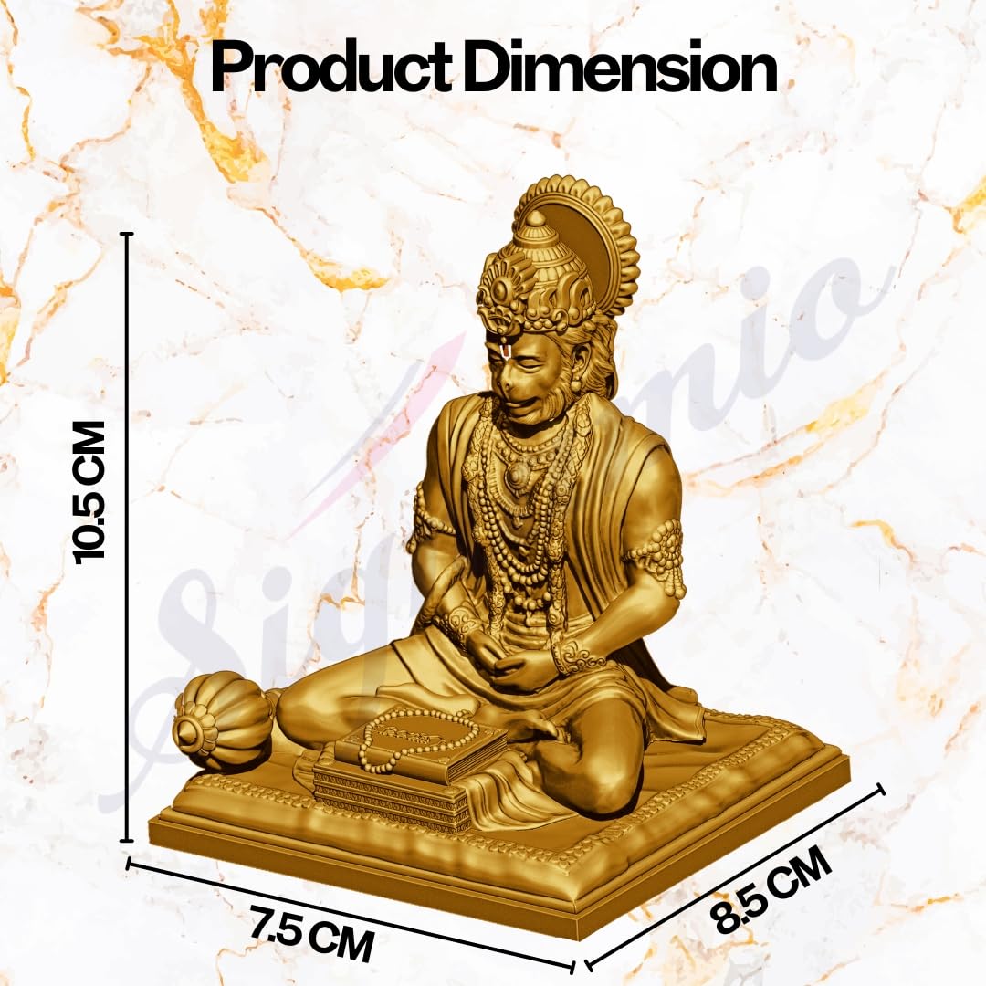 SIGNAMIO® Gold Hanuman Ji Idol Statue for Car Dashboard - Divine Bajrangbali Murti, Perfect Hindu God Gift Item and Home Puja Decoration Ideal Hanuman Murti as Car Dashboard Accessory