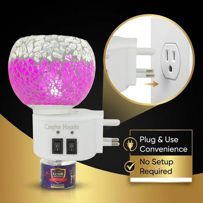 Signamio 3 in 1 Multi-Functional Camphor Diffuser Burner - Kapoor Dani Electrical Camphor with Night Lamp & Mosquito Repellent | Kapoor Dani for Home Fragrance and Ambient Lighting DN-25