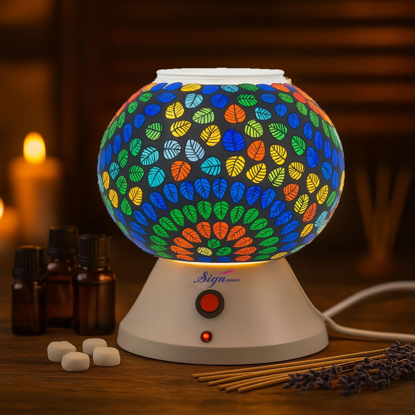 Signamio Hand Made Table Top Camphor Diffuser Burner - Kapoor Dani Electrical Aroma Oil Diffuser Night Lamp - Kapoor Machine for Home & Office DN-2 (Aroma Oils not Included)