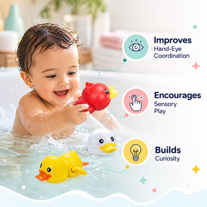 SIGNAMIO® 2 Pack of Wind Up Penguin Spinner Bath Toys for Kids Floating Water Animals, Suction Bath Tub Toys, Baby Bathing Fun, Multi-Color, Perfect Tummy Time Water Play