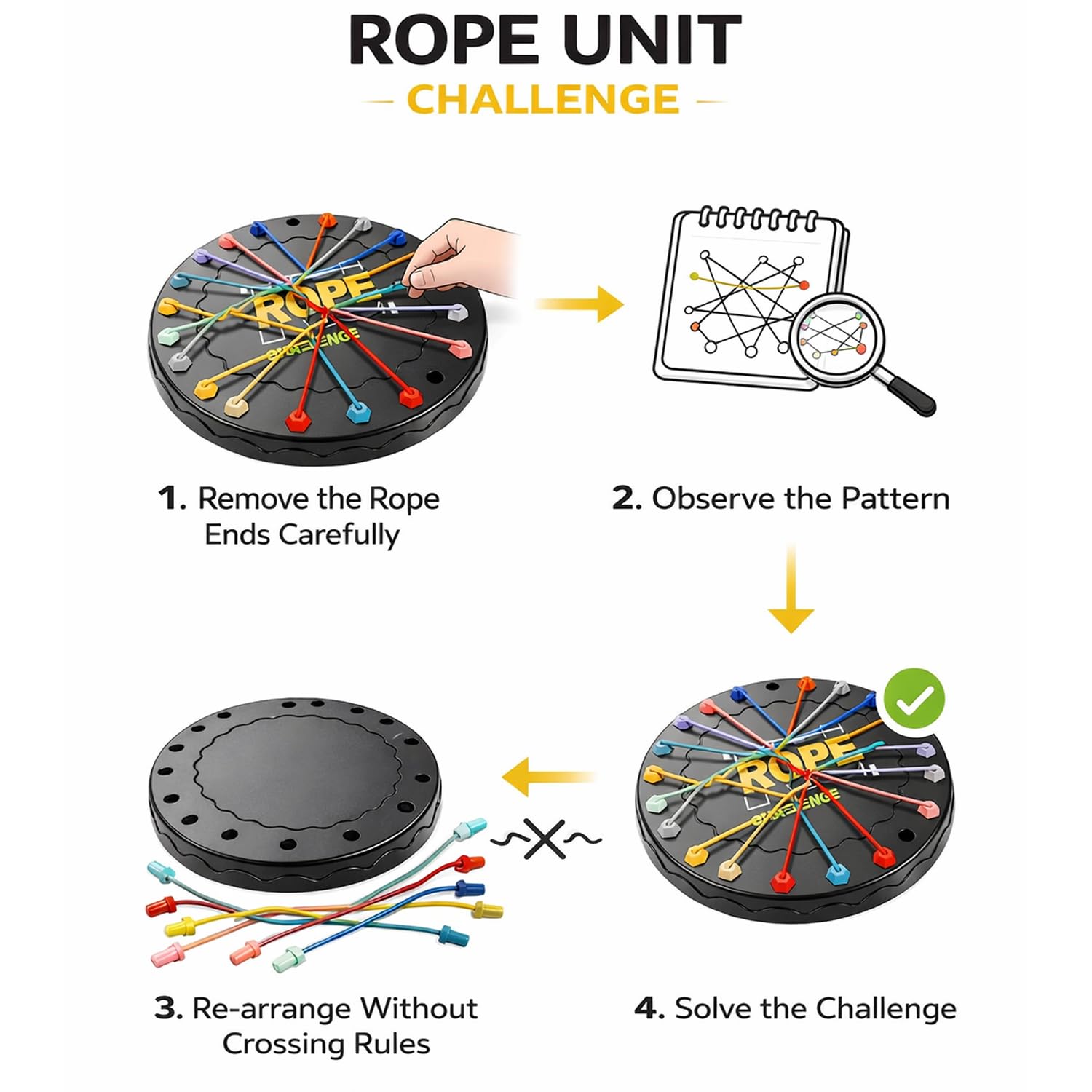 SIGNAMIO Rubber Band Rope Puzzle Challenge Game, Strategic Board Games and Logic Fun, Games for Adults at Home and Families, Creative Board Games for 10+ Years Skill Building