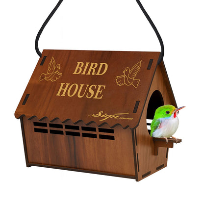 Signamio Upgraded Dual Bird Nest Space, Wooden Bird House - Ideal Birds Nest for Outdoor Gardens, Durable Wood Construction, Perfect for Attracting and Sheltering Diverse Bird Species