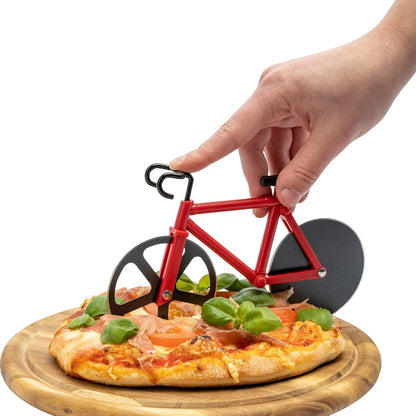 SIGNAMIO® Bicycle Pizza Cutter and Sandwich Slicer - Red, Ergonomic Non-Slip Handle, Stainless Steel Pizza Wheel for Kitchen, Ideal Roti, Paratha, Chapati, Brownie & Slice Cutter