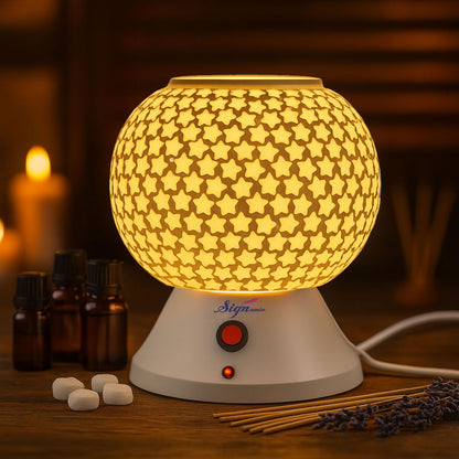 Signamio Hand Made Table Top Camphor Diffuser Burner - Kapoor Dani Electrical Aroma Oil Diffuser Night Lamp - Kapoor Machine for Home & Office DN-4 (Aroma Oils not Included)