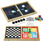 Signamio 3 in 1 String Hockey Board Game - Sling Puck Board Game, Slingo Board Game with Chess and Ludo Features - Classic Play for Family and Friends