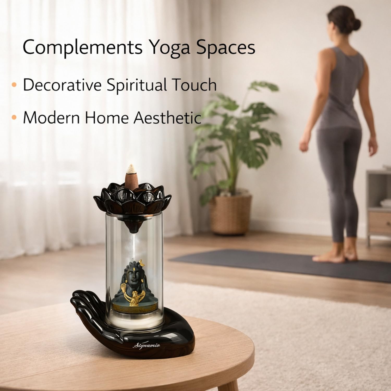 Signamio Adiyogi Shiva Backflow Smoke Fountain - Ceramic Shivling Fountain with 30 Cones, Lord Shiva Idols for Home Decor, Spiritual Mahadev Murti for Meditation and Relaxation