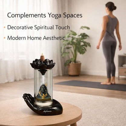 Signamio Adiyogi Shiva Backflow Smoke Fountain - Ceramic Shivling Fountain with 30 Cones, Lord Shiva Idols for Home Decor, Spiritual Mahadev Murti for Meditation and Relaxation