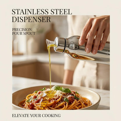 SIGNAMIO Oil Dispenser for Kitchen Stainless Steel 1 Litre | Stainless Steel Oil Bottle with Easy Pour Spout | Oil Dispenser for Kitchen Steel | Steel Oil Container for Cooking Oil & Vinegar