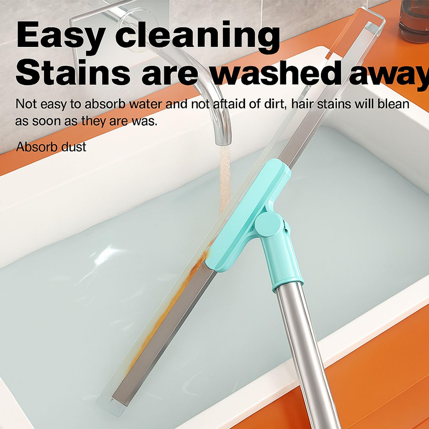 Signamio Magic Broom Sweeper with 180° Rotational Silicone Floor Wiper - Extendable Stainless Steel Handle Upto 110 Cm, Multifunctional Magic Broom for Bathroom Home Cleaning