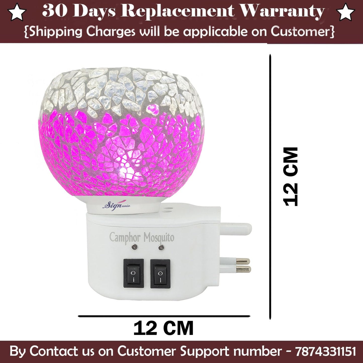 Signamio 3 in 1 Multi-Functional Camphor Diffuser Burner - Kapoor Dani Electrical Camphor with Night Lamp & Mosquito Repellent | Kapoor Dani for Home Fragrance and Ambient Lighting DN-25