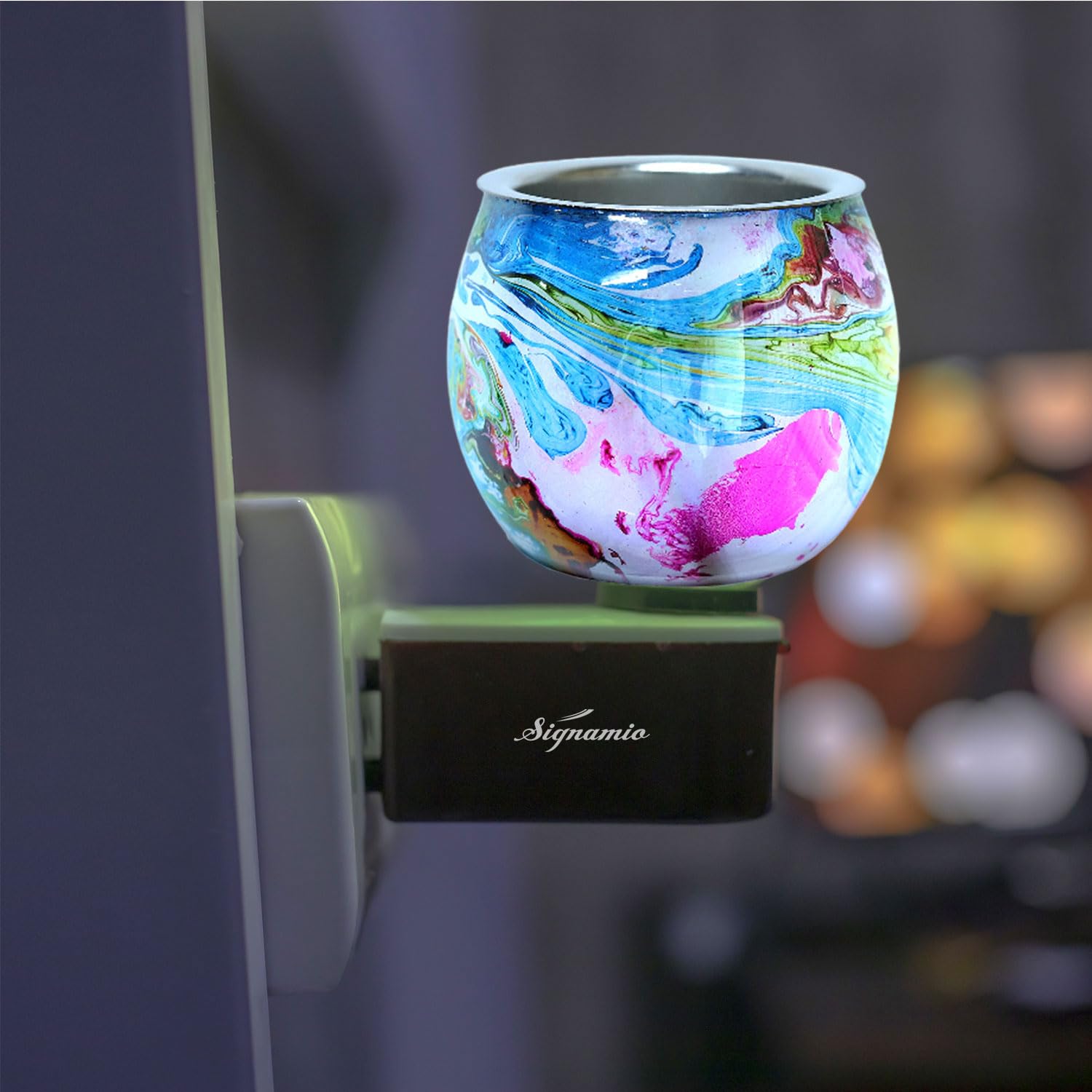 SIGNAMIO Multi Color 2 in 1 Kapoor Dani Electric Camphor Diffuser Burner & Aroma Diffuser Home Fragrance with Night Lamp, Perfect for Pooja Rooms & Daily Room Freshener Needs - DN-1