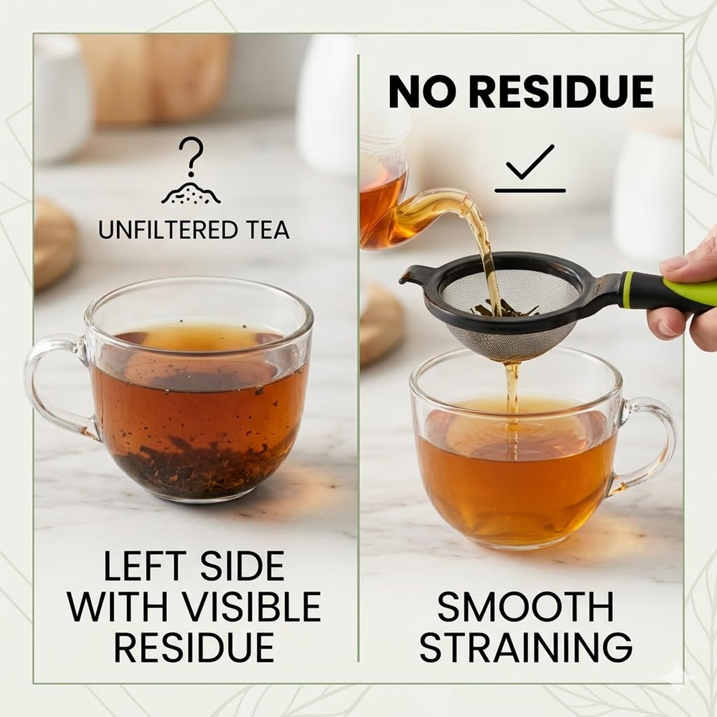 Signamio Tea Strainer Steel Fine Mesh Strainer Stainless Steel Handheld Tea Strainer for Loose Leaf Herbal Infuser Reusable Filter for Cups Mugs Pots Home Kitchen Use