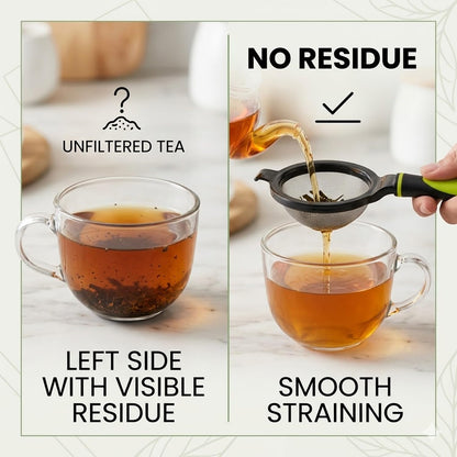 Signamio Tea Strainer Steel Fine Mesh Strainer Stainless Steel Handheld Tea Strainer for Loose Leaf Herbal Infuser Reusable Filter for Cups Mugs Pots Home Kitchen Use
