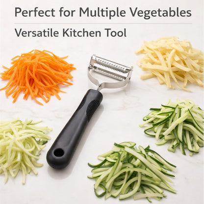 Signamio 2 in 1 Julian Peeler for Salad, Dual Blade Salad Peeler Kitchen Tool, Handheld Julienne Peeler for Salad for Quick Veggie Ribbons, Safe Grip Handle for Home Cooking Prep